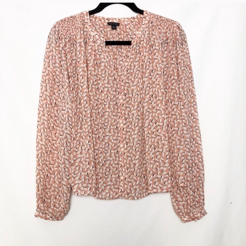 Ann Taylor Long Sleeve V Neck Blouse